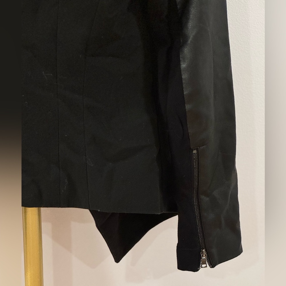 BCBGMAXAZRIA β’ Black Blazer with Leather Sleeves - Picture 7 of 8